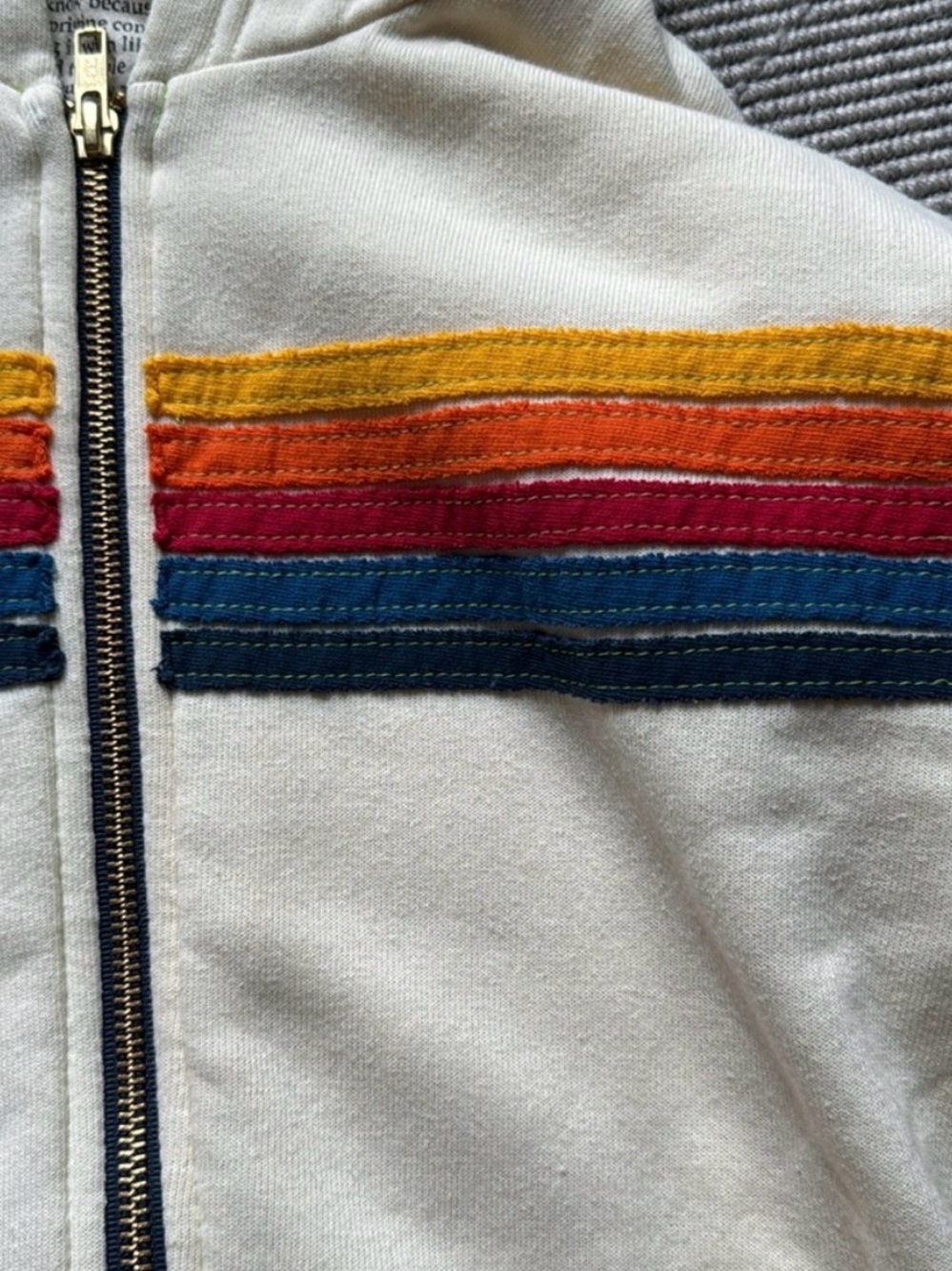 EUC Women’s Aviator Nation Retro Stripe Zip-Up Hoodie - Cream M - Picture 3 of 6